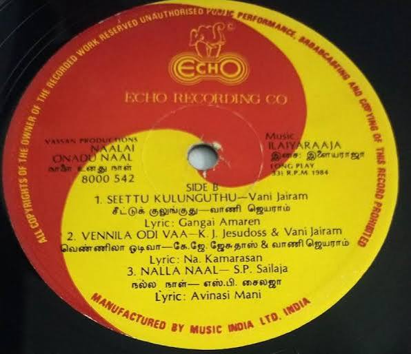 Naalai Unathu Naal (1984) Vijayakanth, Nalini and Jaishankar – Ilaiyaraaja Tamil Vinyl