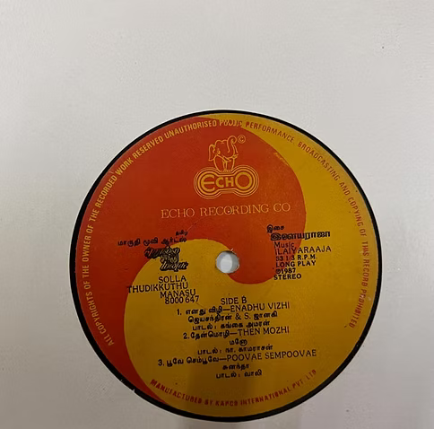 Solla Thudikuthu Manasu (1988) Tamil Vinyl LP – Ilaiyaraaja