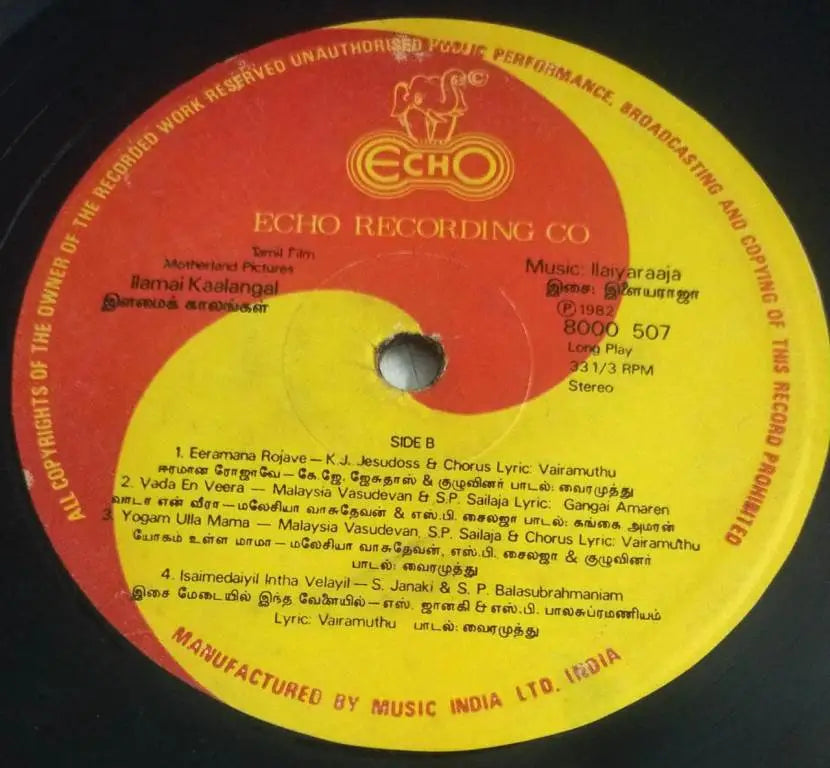 Ilamai Kalangal (1983) Mohan, Sasikala and Rohini – Ilaiyaraaja Tamil Vinyl