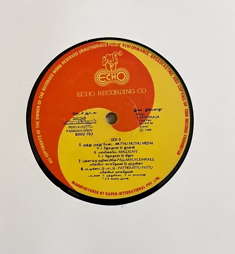 Periya Veetu Pannakkaran Vinyl Record – Ilaiyaraaja Tamil Vinyl