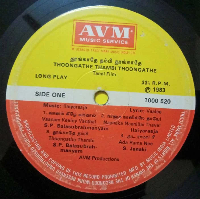 Thoongathey Thambi (1983) Vinyl LP – Ilaiyaraaja Kamal Haasan