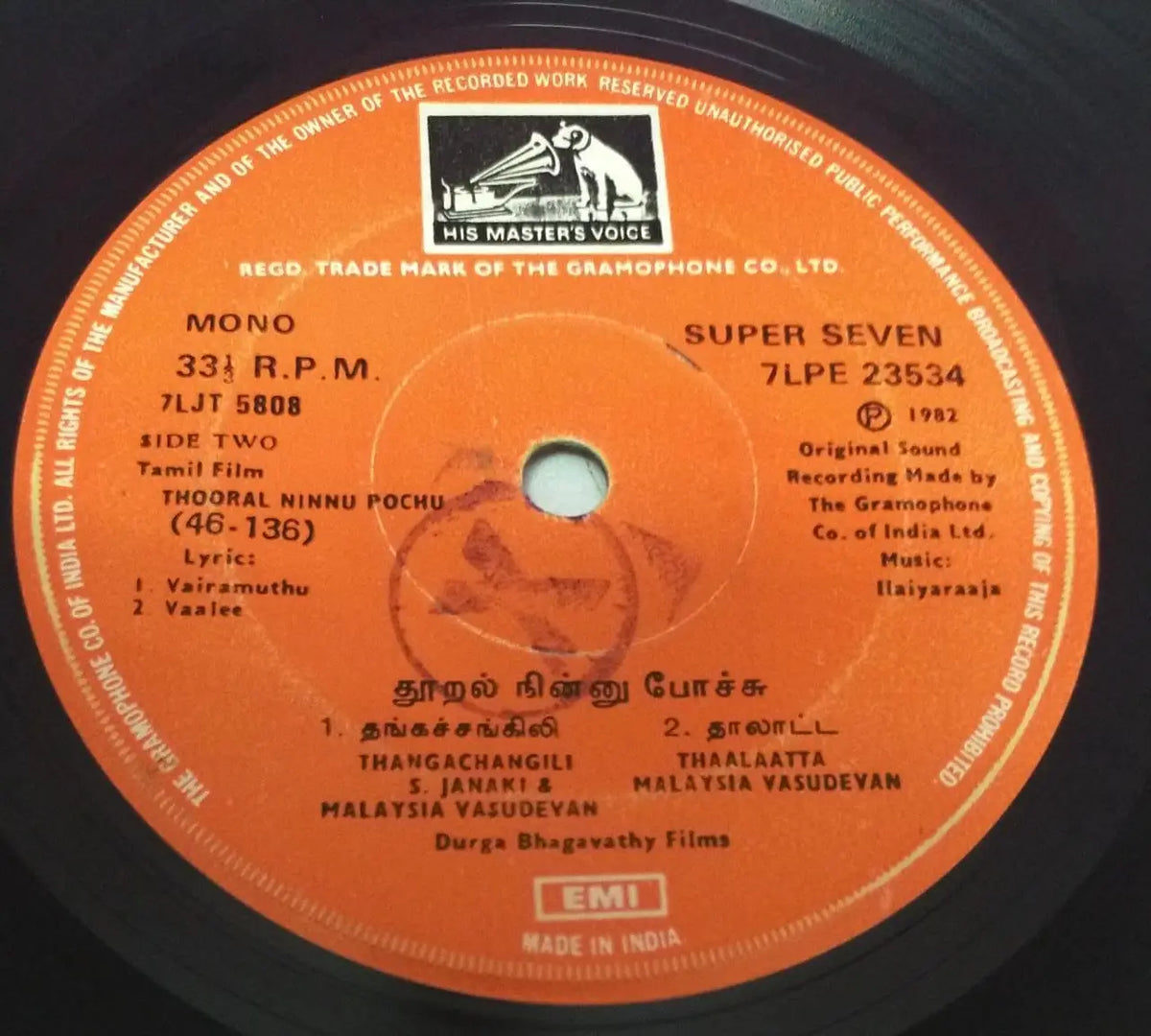 Thooral Ninnu Poochu 1982 Original Tamil Vinyl LP Record | Ilaiyaraaja