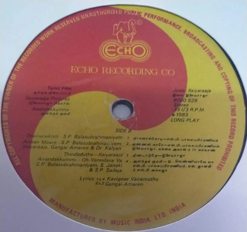 Aanandha Kummi Vinyl Record – Ilaiyaraaja Produced Tamil LP