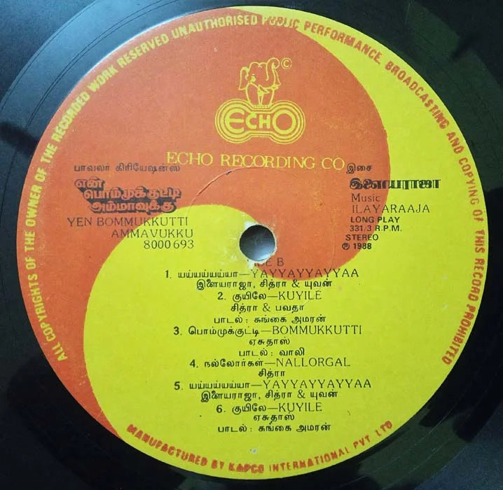 En Bommukutty Ammavukku Vinyl LP – Ilaiyaraaja Sathyaraj Record
